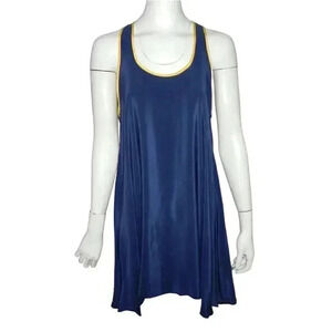 Amanda Uprichard Silk Dress Size L Asymmetric Swing Trapeze Racerback Tank Blue